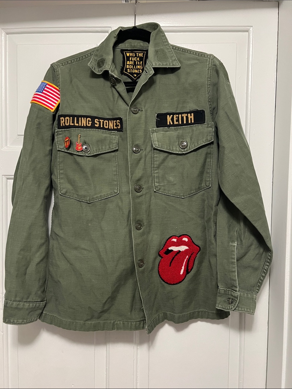 MadeWorn Rolling Stones Olive Green Military Jacket with Tongue Patch